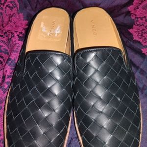 Vince Canella woven leather flat mules